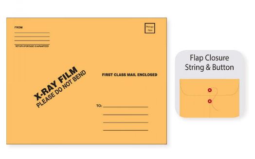 Precision Dynamics X-Ray Film Mailer 15 X 18 Inch, 28# Brownkraft, With String and Button Open End With Black Print - FMSB03