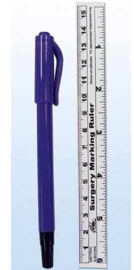Precision Dynamics Skin Marker Gentian Violet / Black Dual Tip Flexible Ruler Sterile - STER-DPR