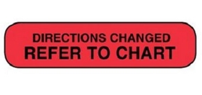 Apothecary Products Apothecary Products Pre-Printed Label Safety Data DIRECTIONS CHANGED/REFER TO CHART Red 3/8 X 1-9/16 Inch - 41273