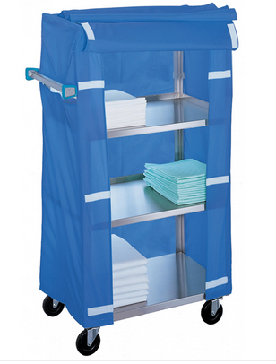 Distribution Systems International 4 Shelf Linen Cart with Cover Stainless Steel Shelves, Nylon Cover - L3-332