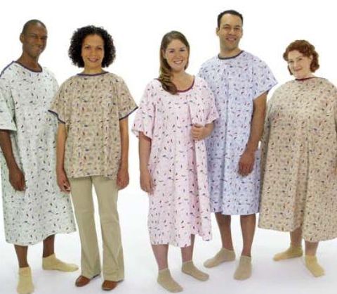 Hospitex / Encompass Group Patient Exam Gown Adult Blue Pinwheel Print - 45266-BPNB