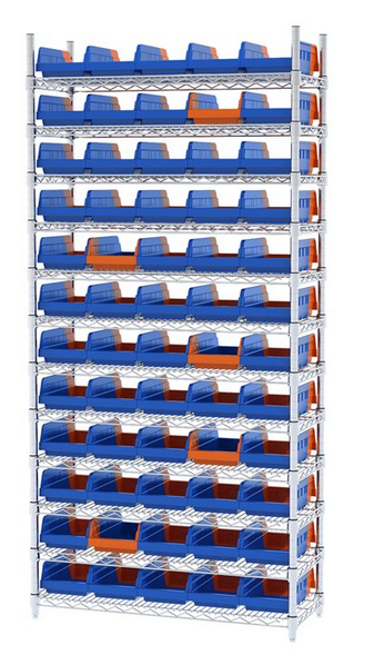 Akro-Mils SHELVING KIT, WIRE BIN 36462 60BINS 14"X36"74" W/INDICATOR - AWS143636462B