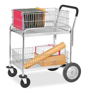 CART, MAIL 2REMOVABLE BASKETS W/SEMI PNEU WHEELS