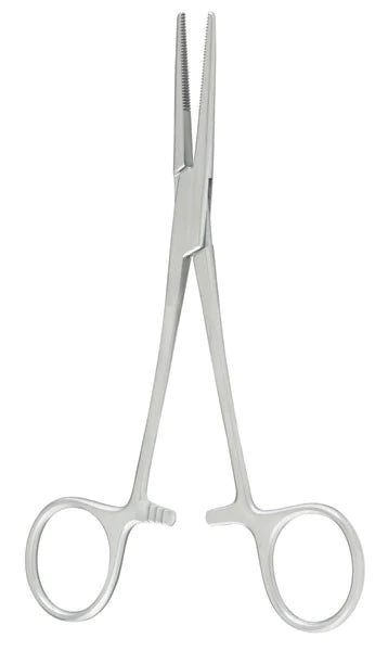Miltex - Hemostatic Forceps Crile 5-1/2 Inch Length Floor Grade Stainless Steel Sterile Ratchet Lock Finger Ring Handle Straight Serrated Tips - ST7-42
