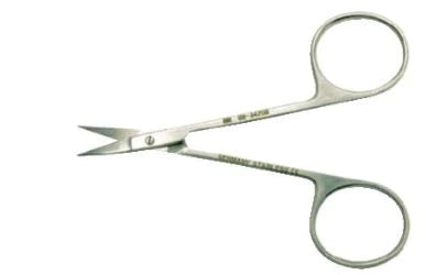 BR Surgical - Iris Scissors Bonn 3-1/2 Inch Length Surgical Grade Stainless Steel NonSterile Finger Ring Handle Curved Sharp Tip / Sharp Tip - BR08-34308
