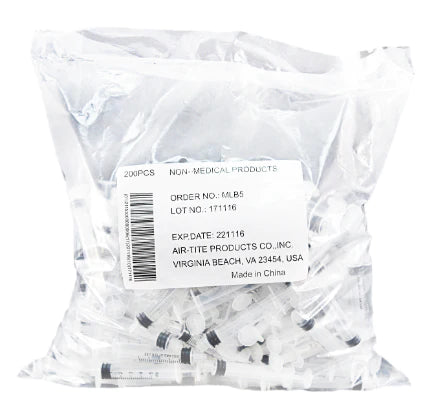 Air-Tite - Veterinary Syringe 5 mL Bulk Pack Luer Lock Tip Without Safety - MLB5