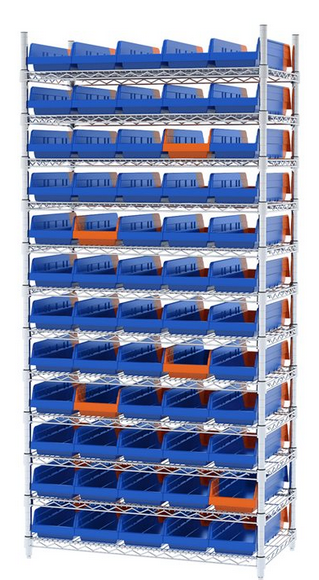 Akro-Mils SHELVING KIT, WIRE BIN 36448 60BINS 18"X36"X74" W/INDICATOR - AWS183636468BK