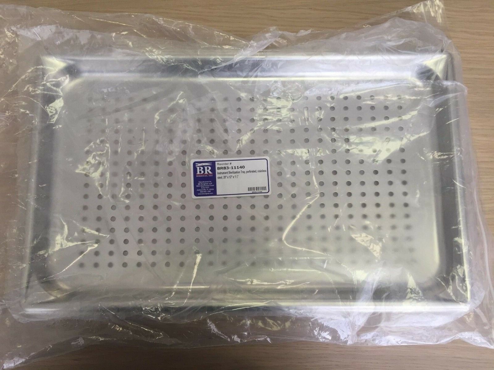 BR Surgical Instrument Tray Perforated Stainless Steel 1-1/2 X 12 X 20 Inch - BR83-11140