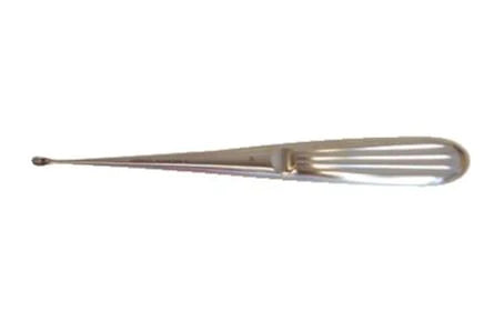 BR Surgical - Bone Curette Spratt 6-1/2 Inch Length Hollow Handle with Grooves Size 00 Tip Straight Oval Cup Tip - BR32-47498