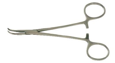 BR Surgical BR Surgical Hemostatic Forceps Mixter 5-1/2 Inch Surgical Grade Stainless Steel NonSterile Ratchet Lock Finger Ring Handle Curved Fine Tips - BR12-40218
