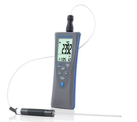 Traceable - Digital Thermometer with Alarm Celsius -148° to +572°F (-100° to +300°C) Stainless Steel Probe / Platinum Sensor Battery Operated - 37803-92