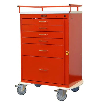 Classic Line - Emergency Crash Cart 22 X 32 X 45.75 Inch Mauve (4)-3 Inch, (1)-6 Inch, (1)-12 Inch Drawer Configuration, 17 X 23 Inch Internal Drawer - 6400