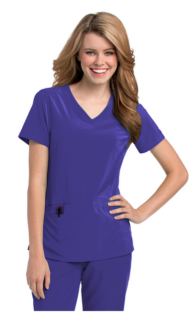 Landau Uniforms Motivate Scrub Shirt Medium Galaxy Blue Short Sleeves Female - 9015BGFS