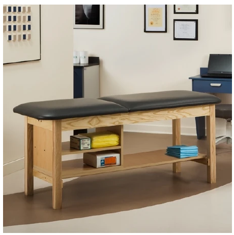 Clinton Industries ETA Classic Series H-Brace Treatment Table with Shelving Fixed Height 400 Lbs. - 1030-27-3SB-1NT
