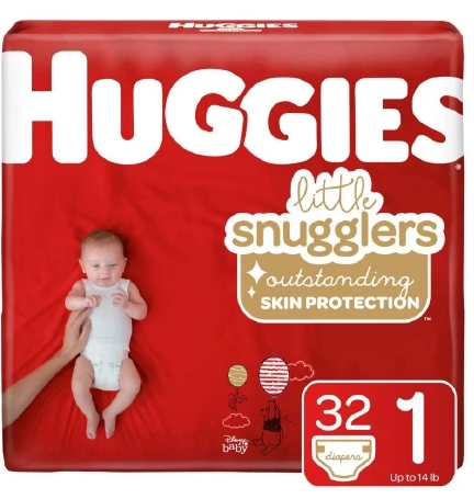 Kimberly Clark Huggies Little Snugglers Baby Diaper Tab Closure Size 1 Disposable Moderate Absorbency - 34717