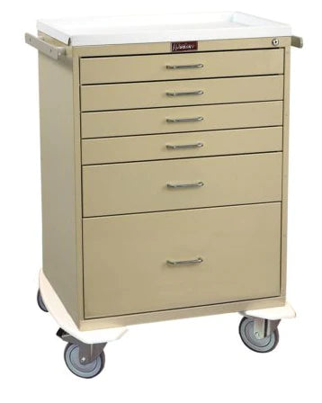 Classic Line - Anesthesia Cart 22 X 32 X 42.5 Inch Black (4)-3 Inch, (1)-6 Inch, (1)-12 Inch Drawer Configuration, 17 X 23 Inch Internal Drawer - 6450