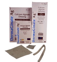 DermaRite Industries DermaGinate/ Ag Calcium Alginate Dressing 4.25 X 4.25 Inch Square Calcium Alginate Sterile - 00525E