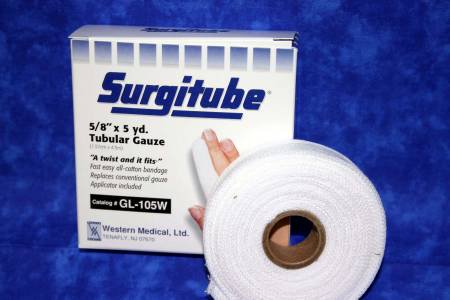 Surgitube - Tubular Retainer Dressing Cotton 5/8 Inch X 5 Yard Size 1 White Small Finger / Toe NonSterile - GL105W