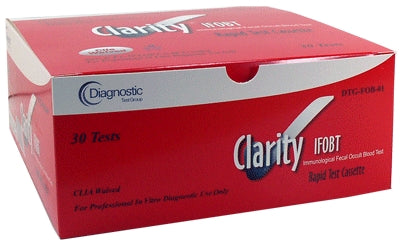 Clarity IFOBT - Rapid Test Kit Colorectal Cancer Screening Fecal Occult Blood Test (iFOB or FIT) Stool Sample 30 Tests - DTG-FOB01