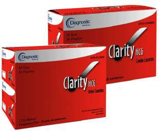 Clarity Diagnostics Clarity Rapid Test Kit Fertility Test hCG Pregnancy Test Serum / Urine Sample CLIA Waived for Urine / CLIA Moderate Complexity for Serum 50 Tests - DTG-COMBO
