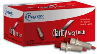 Clarity - Lancet Safety Lancet Needle 2.3 mm Depth 23 Gauge Push Button Activation - DTG-SL23100