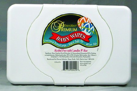 DawnMist - Baby Wipe Tub Aloe / Lanolin Unscented 40 Count - BWU4296