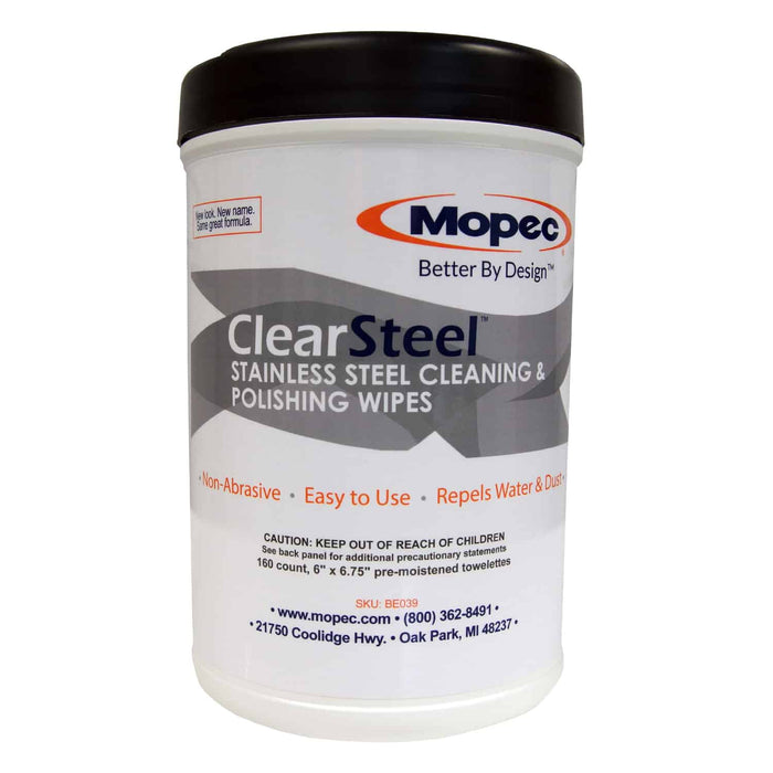 Mopec ClearSteel, Stainless Steel Cleaning & Polishing Wipes – BE039