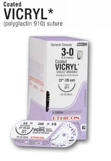 Coated Vicryl LigaPak - Ligating Reel with Suture Braided Polyglactin 910 Absorbable Coated Size 4 - 0 54 Inch Suture - J284G