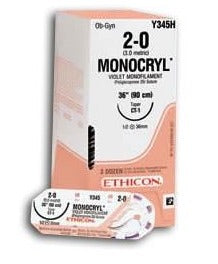 J & J Healthcare Systems Monocryl Suture with Needle Absorbable Uncoated Undyed Suture Monofilament Poliglecaprone Size 5-0 18 Inch Suture 1-Needle 8 mm Length 1/2 Circle Precision Point - Reverse Cutting Needle - D8762