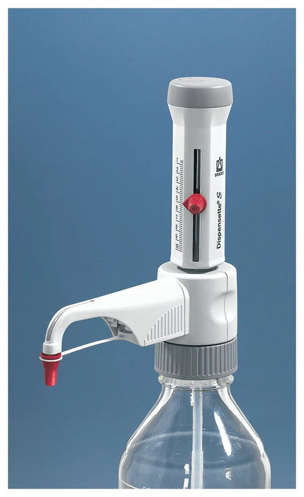 Dispensette S - Bottletop Dispenser 0.5 to 5 mL, Red, With Recirculation Valve, Analog Display, Adjustable, Autoclavable at 121°C - 4600131