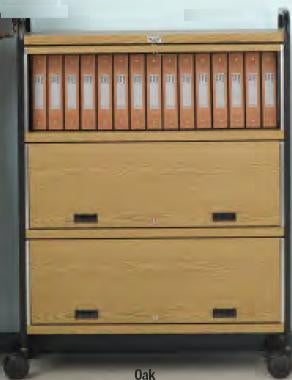 First Healthcare Products Level I Mobile Chart Rack Epoxy Coated Steel 18 X 42 X 57.25 Inch 3 Drawers Classic Oak - 638036P