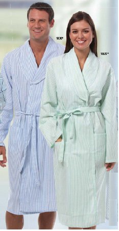 Fashion Seal Uniforms - Patient Robe Unisex X-Large Blue Stripe Reusable - 1830-XL