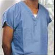 Fashion Seal Uniforms Scrub Shirt X-Small Ceil Blue 2 Pockets Short Set-In Sleeves Unisex - 6796-XS