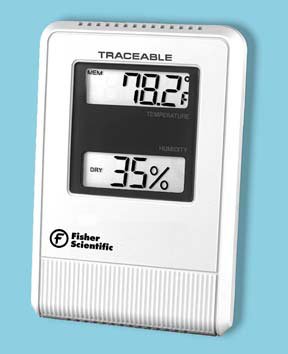 Fisher Scientific Traceable Digital Thermometer / Hygrometer Fahrenheit / Celsius 32 to 122° F (0 to 50° C) Battery Operated - 116617D
