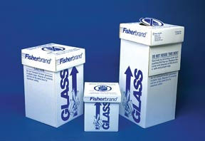Fisherbrand - Glass Disposal Box 8 X 8 X 10 Inch, Cardboard, 2 mm Thick Polyethylene Liner, Bench Model - 120097B