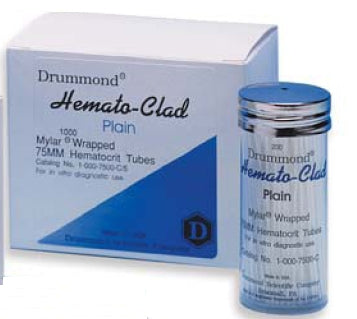 Fisher Scientific Hemato-Clad Mylar Capillary Blood Collection Tube Hematocrit Plain 1.1 X 75 mm 70 µL Blue Stripe Without Closure Glass Tube - 211765
