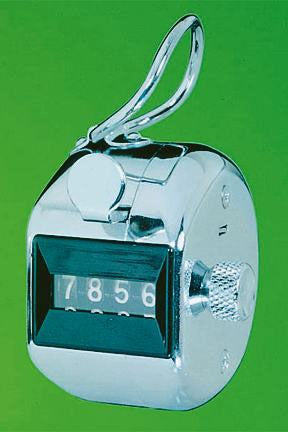 Fisher Scientific Fisherbrand Hand Tally Counter Tallies Up to 9999, Resets to Zero, Chrome Finished Metal, Compact - 79056