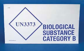 Therapak - Pre-Printed Label Laboratory Use Blue Paper UN3373 Biological Substance Category B Blue Biohazard 1 X 8 Inch - 22130069