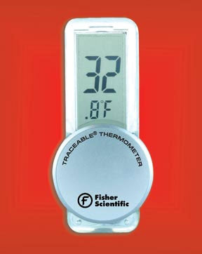 PANTek Technologies LLC Fisher Scientific Econo Traceable Refrigerator Thermometer Fahrenheit / Celsius 14.2° to 131°F (-9.9° to +55°C) Without External Probe Wall / Door Mount Battery Operated - 15077944