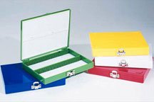 Fisherbrand - Slide Storage Box Hold 3 X 1 Inch Slide, Green, ABS Plastic, Hinged Lid, Hold 100 Slide - Fisher Scientific - 034482