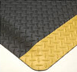Fisher Scientific UltraSoft Diamond-Plate SpongeCote Anti-Fatigue Mat 3 X 5 Foot Black / Yellow PVC / Nitrile Infused Sponge - 19042225