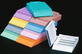 OmniSette - Processing / Embedding Cassette Aqua, HD Polymer, One-Piece Integral Lid - 15200403J