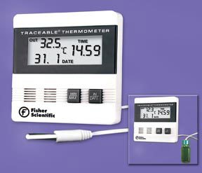 Fisherbrand Traceable - Refrigerator / Freezer Thermometer Celsius -50° to +70°C Bottle Probe Desk / Wall Mount Battery Operated - 14648233