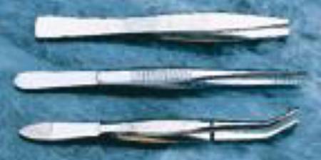 Fisherbrand - Dissecting Forceps 5 Inch Length Chrome Plated Stainless Steel NonSterile NonLocking Thumb Handle Straight Blunt Pointed Serrated Tips with Guide Pins - 08890