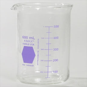 Fisher Scientific Kimax Graduated Beaker Griffin Glass 600 mL - 1020020