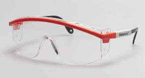 Fisher Scientific Fisherbrand Siteliner Safety Glasses Clear Tint Polycarbonate Lens Red / White / Black Frame Over Ear One Size Fits Most - 191302097