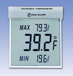 Fisherbrand Traceable Big-Digit See-Thru - Digital Thermometer Celsius -25° to +70°C Internal Sensor Window / Wall Mount Battery Operated - 15077960