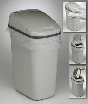 Touch Free - Trash Can 7.3 gal. Rectangular Gray Polypropylene Motion Activated - 11394452