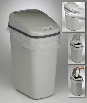 Fisher Scientific Scienceware Touch Free Trash Can 7.3 gal. Rectangular Gray Polypropylene Motion Activated - 11394452
