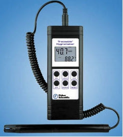 Fisher Scientific Traceable Digital Thermometer / Hygrometer Fahrenheit / Celsius 0 to 199.9°F (-18° to +93°C) Miniature Probe Battery Operated - 1166118